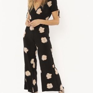 Amuse Society black floral jumpsuit